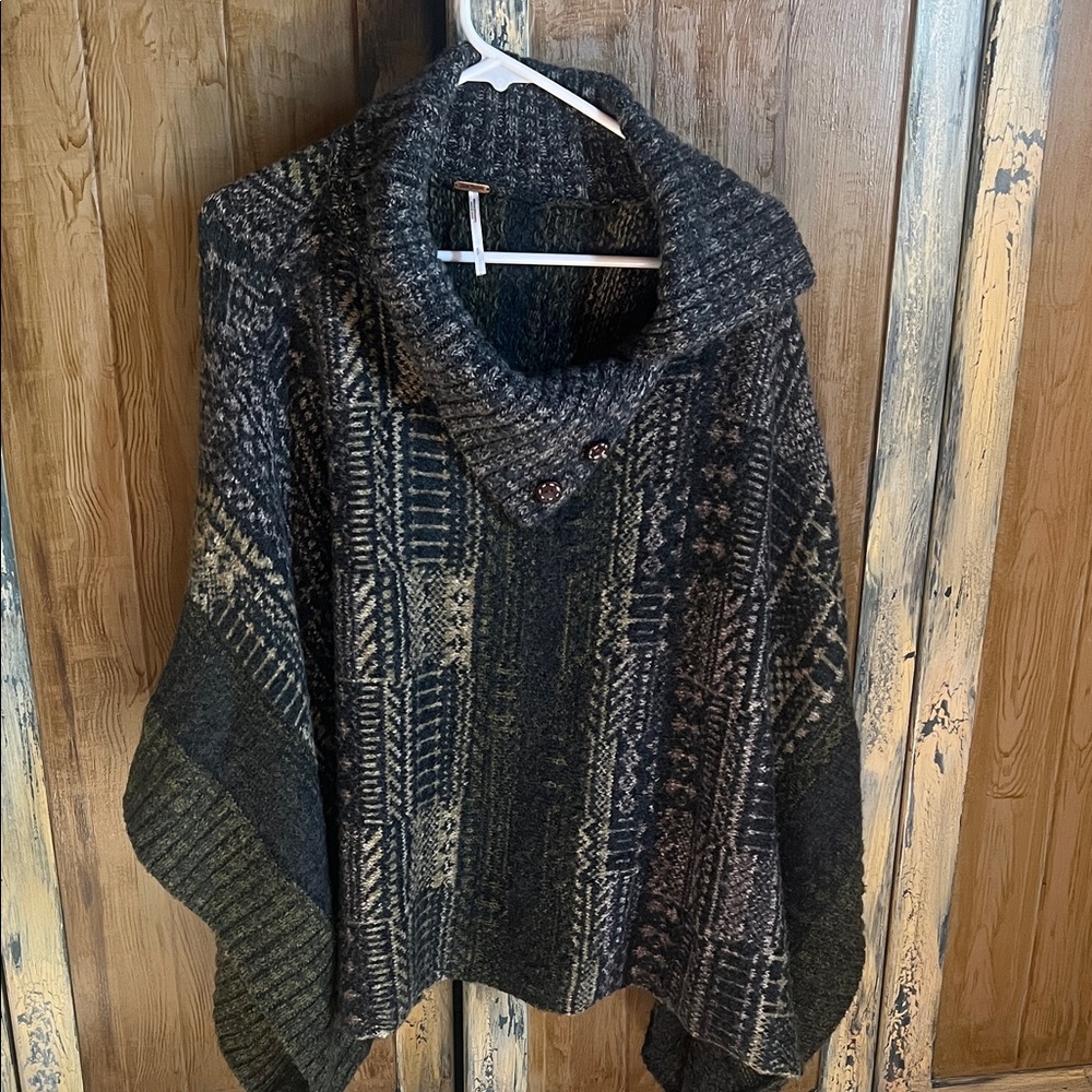 Free People multi colored Knit Poncho